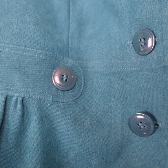 TEAL MICROFIBER BLAZER PS Notations Pleated Faux Suede Bright Spring Office Work - Picture 4 of 13